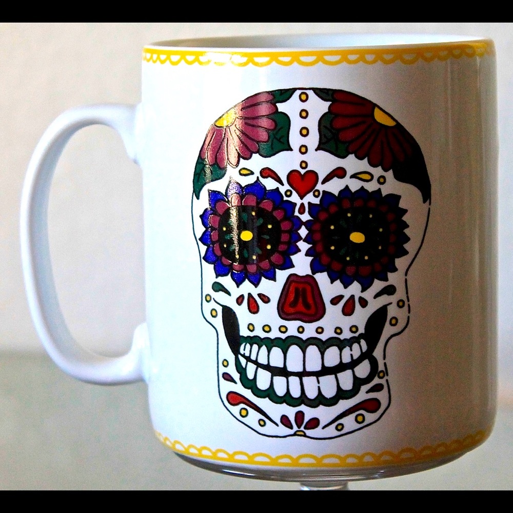 COVENTRY SUGAR SKULL JUMBO MUG YELLOW PORCEL…